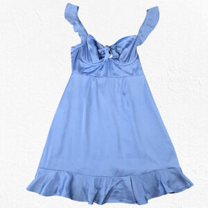 ASTR the Label Baby Blue Ruffle Coquette Marla Babydoll Mini Dress Size Medium